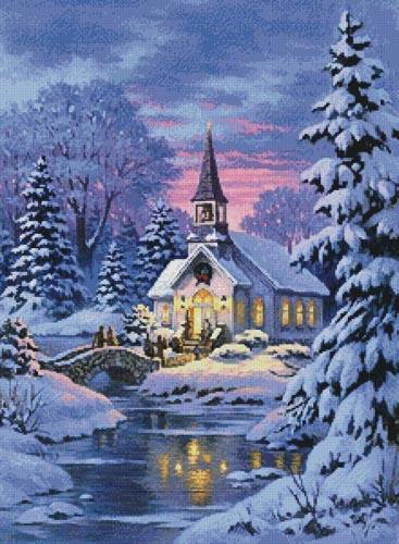 cross stitch pattern Country Church