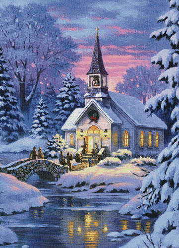 cross stitch pattern Country Church (Large Crop)