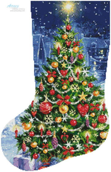 cross stitch pattern Christmas Tree Stocking (Left)