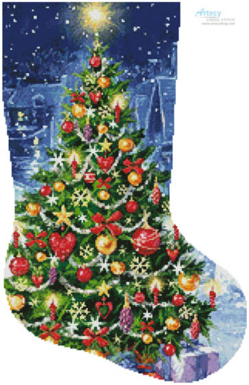 cross stitch pattern Christmas Stories Stocking (Right)
