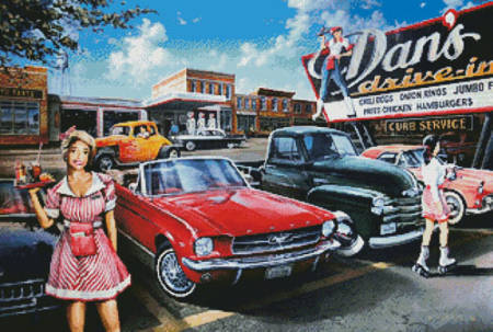 cross stitch pattern Dan's Drive In