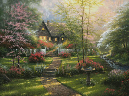 cross stitch pattern Dogwood Cottage (Large)