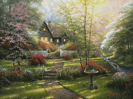 cross stitch pattern Dogwood Cottage