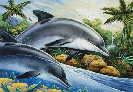 cross stitch pattern Dolphin Island