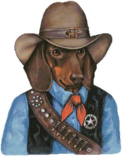 cross stitch pattern Doxie Texas Ranger