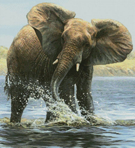 cross stitch pattern Elephant Painting (Crop)