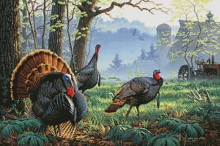 cross stitch pattern Foggy Morning Trio