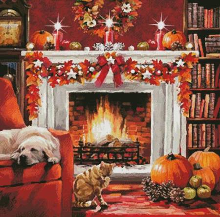 cross stitch pattern Fall Interior