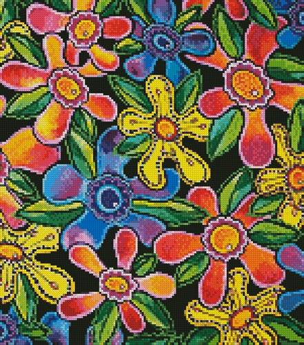 cross stitch pattern Funky Flowers (Crop)