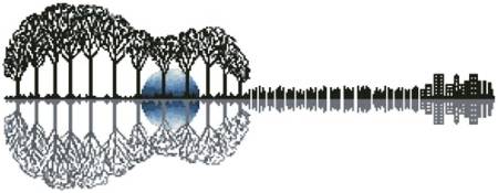 cross stitch pattern Guitar Landscape Moonlight