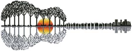 cross stitch pattern Guitar Landscape Sunset