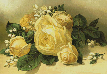 cross stitch pattern Golden Yellow Roses