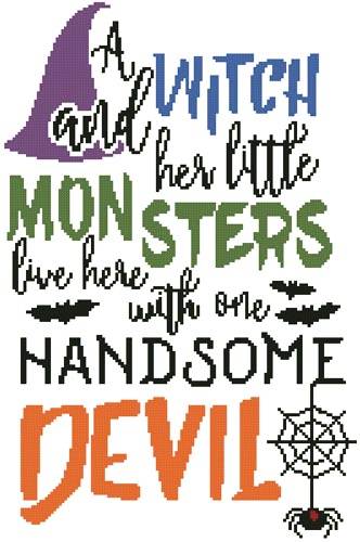 cross stitch pattern Halloween Quote