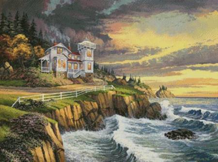 cross stitch pattern Hopkins Point Lighthouse