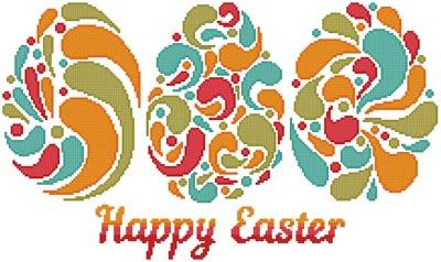 cross stitch pattern Happy Easter Eggs