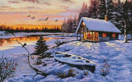 cross stitch pattern Log Cabin