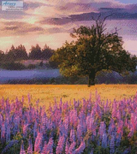 cross stitch pattern Lupine Sunrise (Crop)