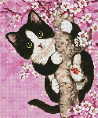 cross stitch pattern Mini Cherry Blossom Cat