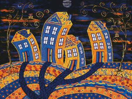 cross stitch pattern Midnight in Town