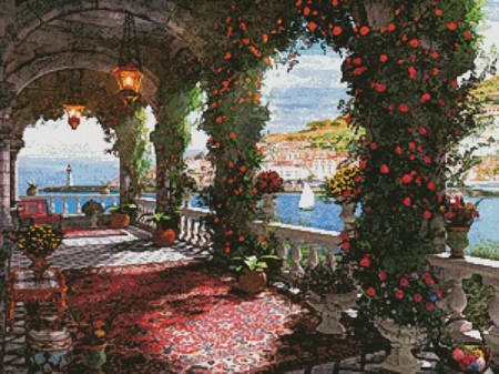 cross stitch pattern Mediterranean Veranda