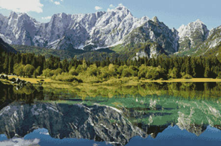 cross stitch pattern Mount Mangart, Italy