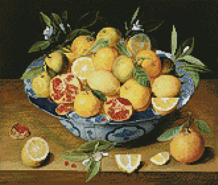 cross stitch pattern Mini StillLife LemonsOrangesPomegranate
