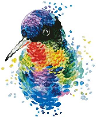cross stitch pattern Mini Watercolour Hummingbird