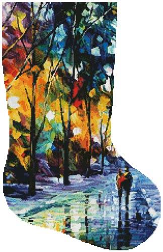 cross stitch pattern Night Colors Stocking (Right)