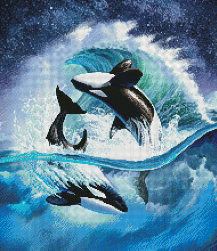 cross stitch pattern Orca Wave (Crop)