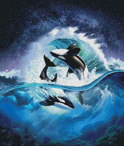 cross stitch pattern Orca Wave