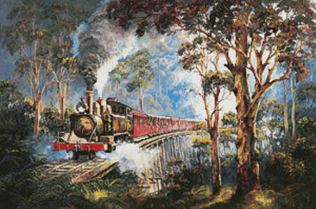 cross stitch pattern Puffing Billy