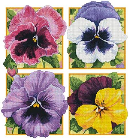 cross stitch pattern Pretty Pansies (Crop)
