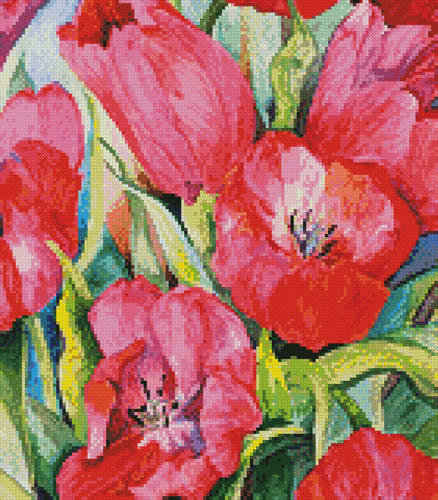 cross stitch pattern Red Tulips (Crop)