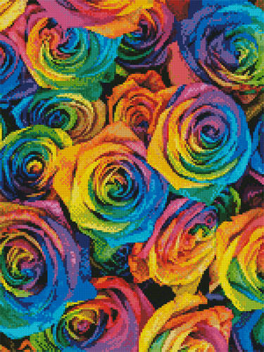 cross stitch pattern Rainbow Roses (Crop 2)