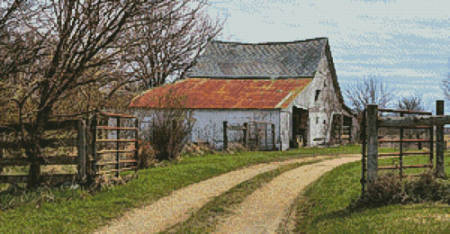 cross stitch pattern Rustic Barn (Left)