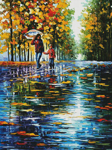 cross stitch pattern Stroll in Autumn Park (Large)