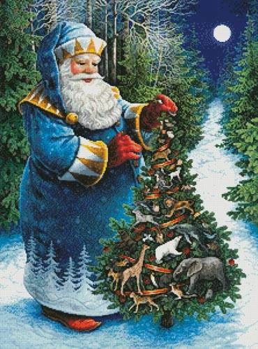 cross stitch pattern Santa's Christmas Tree