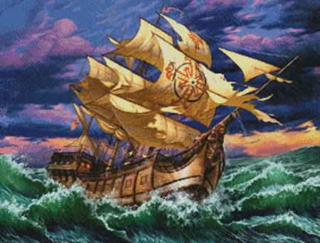 cross stitch pattern Ship in Storm