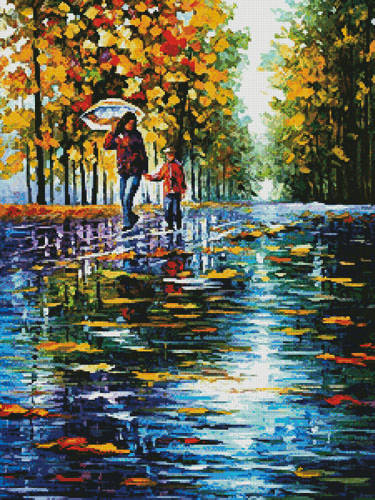cross stitch pattern Stroll in Autumn Park