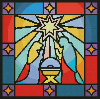 cross stitch pattern Stained Glass Nativity