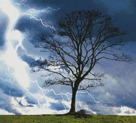 cross stitch pattern Stormy Tree