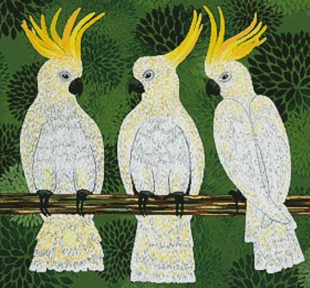 cross stitch pattern Three Cockatoos