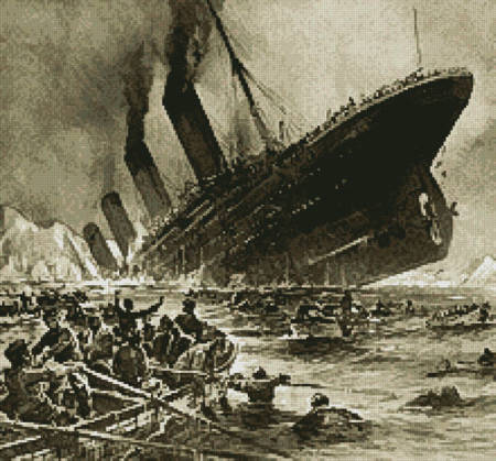 cross stitch pattern Titanic Sinking (Crop)