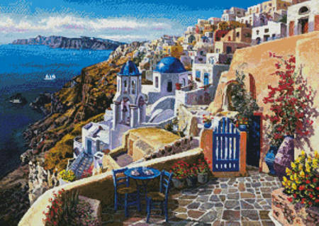 cross stitch pattern View of Santorini