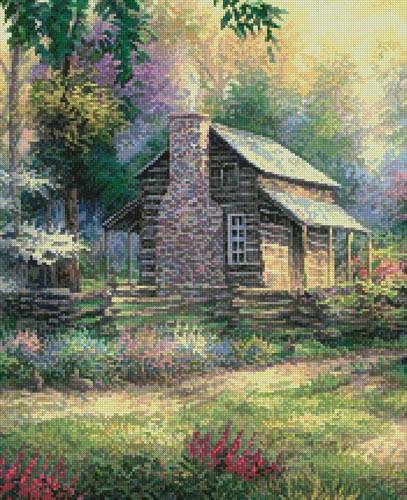 cross stitch pattern Woodland Oasis (Crop)