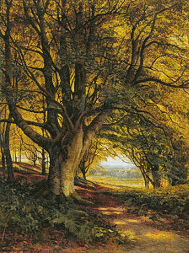 cross stitch pattern Woodland Scene in Summer