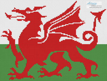 cross stitch pattern Welsh Flag