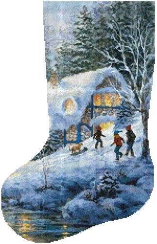 cross stitch pattern Winter Frolic Stocking (Left)