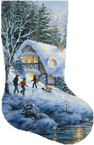cross stitch pattern Winter Frolic Stocking (Right)