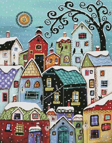 cross stitch pattern Winter City